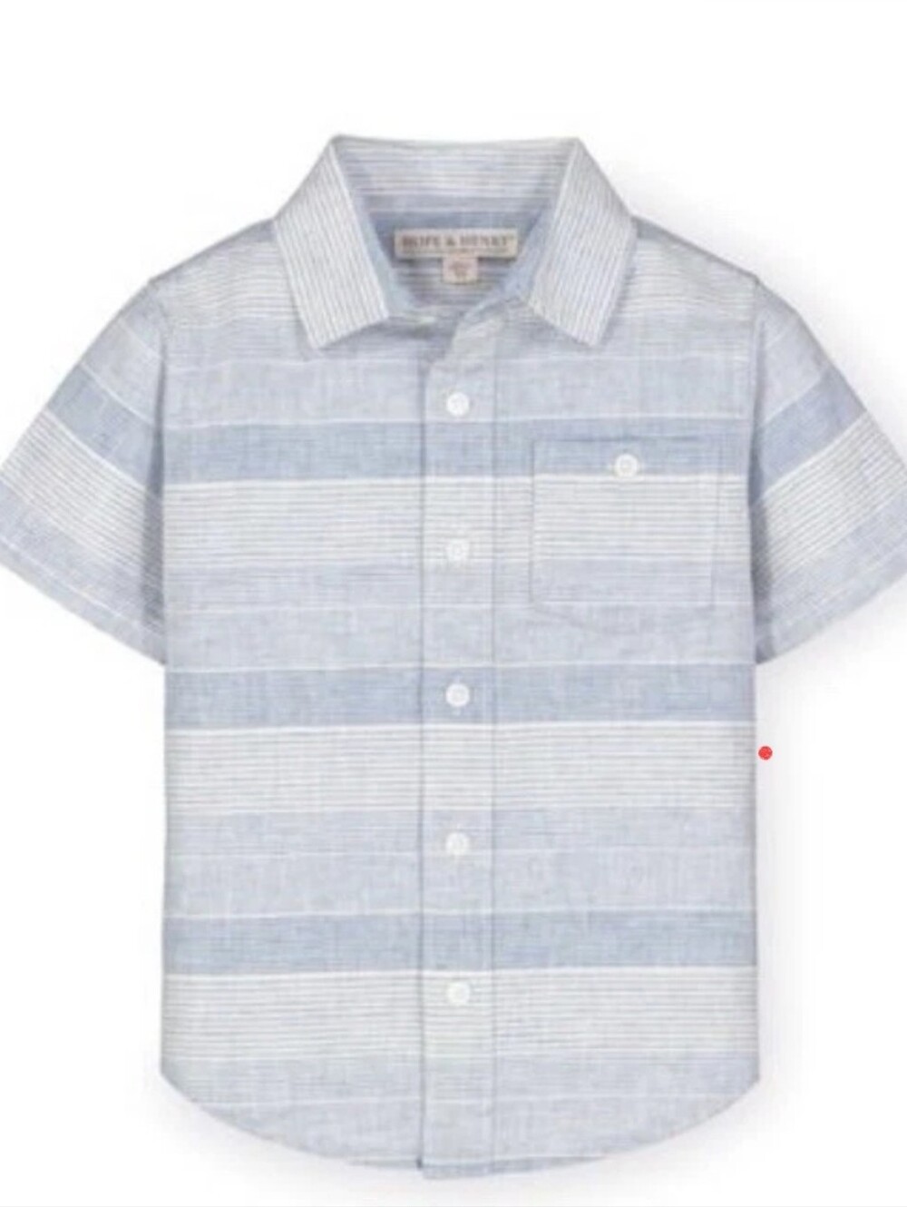 Hope & Henry Linen Striped Button-Front SS Shirt - Blue White. Like New. Boys XL